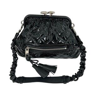 Marc Jacobs Stam Black Patent Leather Quilted Handbag